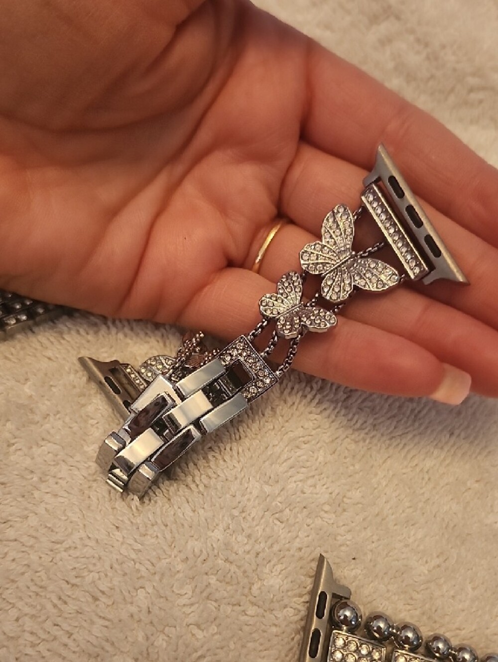 Silver Rhinestone Apple Watch Band Set - Picture 6 of 15